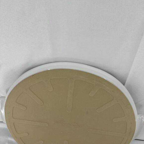 Pampered Chef 15" White Large Round Pizza Stone w/ Handles 1379 - Picture 14 of 15
